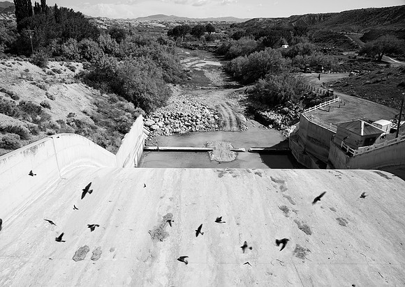 Spillway and Humboldt River, Rye  Patch  Reservoir, Nevada