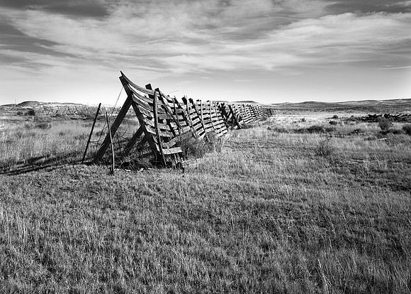 Snow fence, Elk Mountains, Wyoming