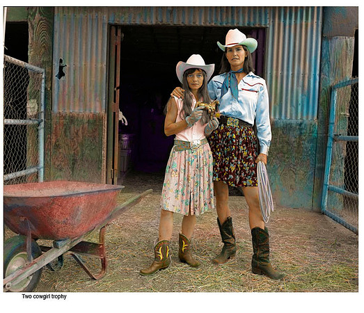 two  cowgirl trophy
