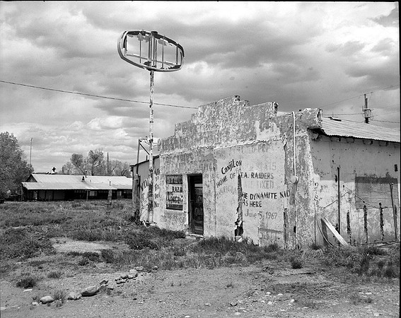 Abandoned building & grafitti from 1967 courthouse raid, Tierra, Amarilla, NM