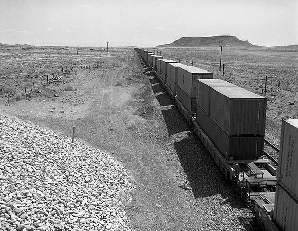 Burlington Northern Santa Fe Railroad approaching Isleta Pueblo, NM