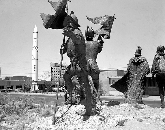 Onate Sculpture and rocket, Old Town , Albuquerque,NM