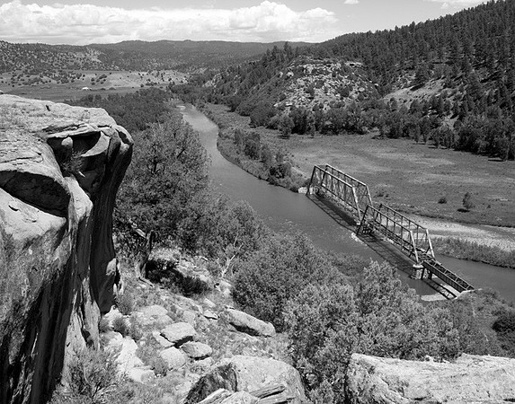 San Juan River and Abandoned Rio Grade RR trestle, Archuleta County, CO,